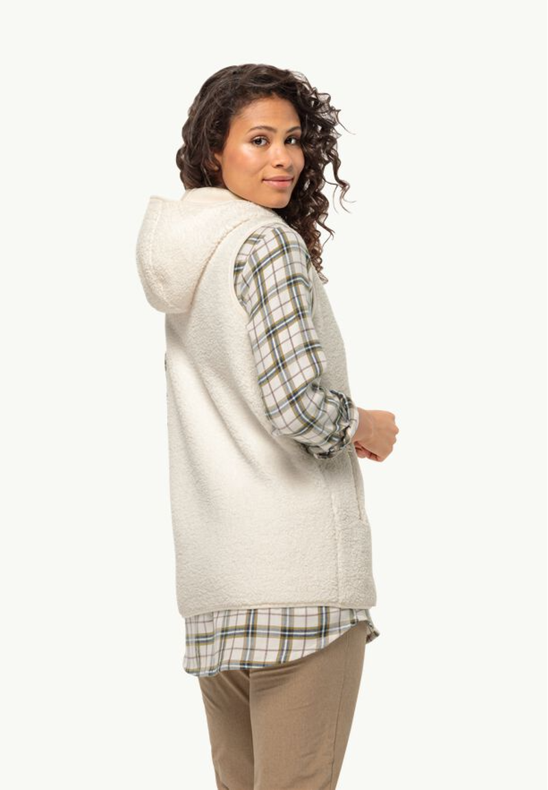 Jack Wolfskin High Curl Long Vest Womens in Cotton White-1